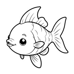 Cute vector illustration Catfish drawing for kids colouring activity