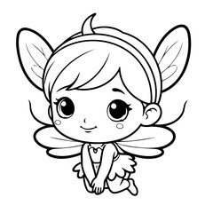 Cute vector illustration Fairy for kids colouring worksheet
