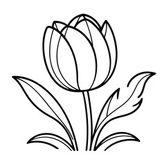 Simple vector illustration of Tulip drawing colouring activity
