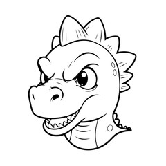 Cute vector illustration Dino doodle for kids coloring worksheet
