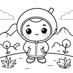 Vector illustration of a cute Landscape drawing for toddlers book