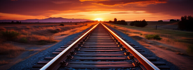 Obraz premium railway track in the sunset 