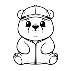 Cute vector illustration Bear drawing for kids colouring page