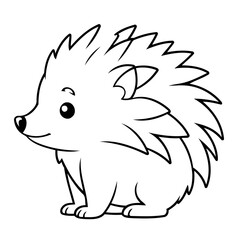 Cute vector illustration Hedgehog drawing for colouring page