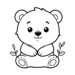 Cute vector illustration Bear drawing for toddlers colouring page
