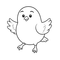 Simple vector illustration of Bird drawing for kids colouring page