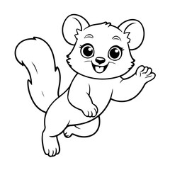 Simple vector illustration of Lemur drawing for toddlers colouring page