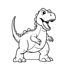 Vector illustration of a cute Allosaurus doodle drawing for kids page