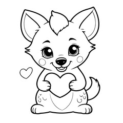Vector illustration of a cute Hyena doodle for kids colouring page