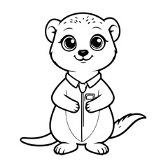 Simple vector illustration of Meerkat drawing for kids colouring activity