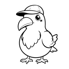 Vector illustration of a cute Bird drawing for colouring page