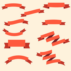 Flat Ribbon Vector Art and Icon Design