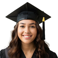 woman graduation portrait on a transparent background