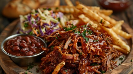 Kansas City Barbecue Feast: Ribs, Pulled Pork, Brisket, Beans, Coleslaw, Cornbread