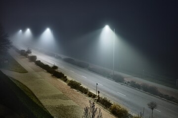 Foggy Road at night