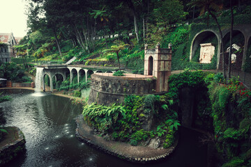 Jardin botánico de Funchal al amanecer 