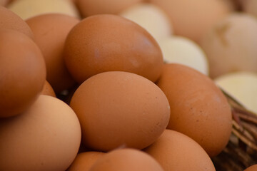 Natural village eggs sold in the market