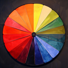 master palate paint color wheel with different colorful geometric swatches in a rainbow colour tones in a circle   
