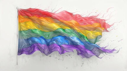 LGBT Pride Day pencil drawing flag and people illustration background