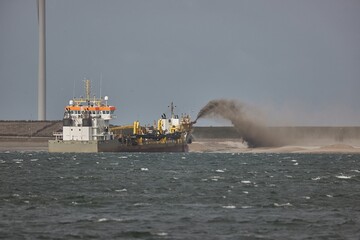 Dredger Ship in the Port of Rotterdam