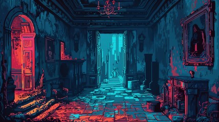 Create a pixel art horror game
