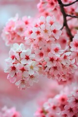 Naklejka premium Spring White. White Cherry Tree Blossom in Pink and Spring Nature