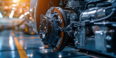 Close-up of a car's transmission system