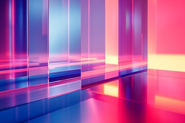 Pink and blue neon glowing glass. Modern abstract background.