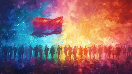 LGBT Pride Day pencil drawing flag and people illustration background