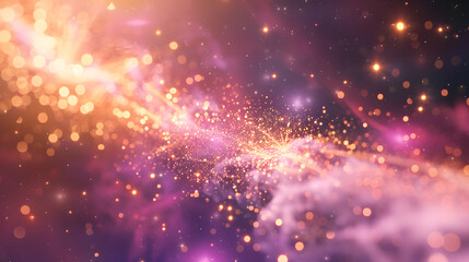 Fototapeta premium Cosmic background with golden dust and sparkling stars