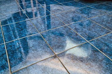 Tiled bathroom floor