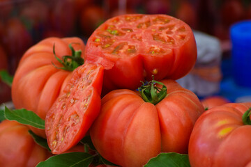 Village tomatoes on sale in the market