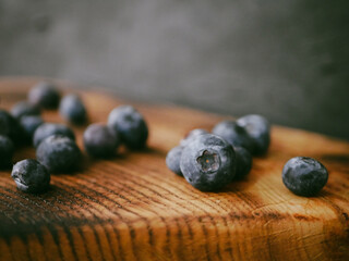 blueberries on wooden background