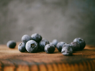 blueberries on wooden table