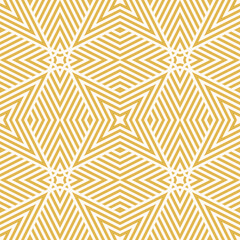 Vector geometric lines seamless pattern. Modern funky texture with stripes, broken lines, chevron, star. Simple geometry. Trendy yellow line background. Repeat design for decor, print, textile, cloth