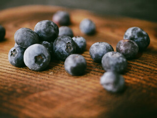 blueberries on a wooden table