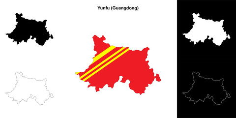 Yunfu blank outline map set