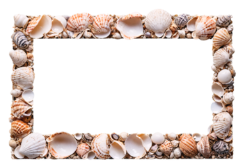 Picture frame made of shells isolated on transparent background
