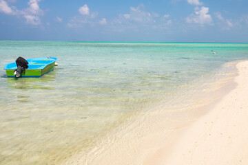 Light blue boat in Maldives 