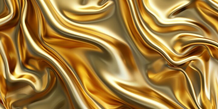 Gold shiny background with golden wavy lines, ideal for elegant designs, luxurious wallpapers, and festive decorations.
