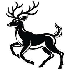 Running Deer Logo icon vector silhouette 