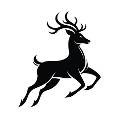 Obraz premium Running Deer Logo icon vector silhouette 