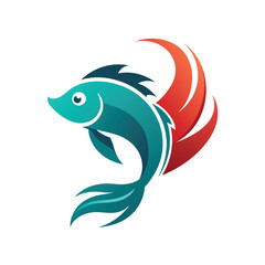 minimalist betta fish logo vector illustration 