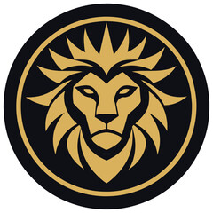 Black Golden Aura Unique regal golden roaring Lion face vector silhouette 