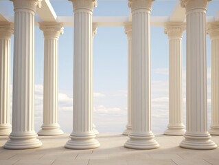 Fototapeta premium A row of Doric columns with simple, sturdy designs reminiscent of ancient Greek temples