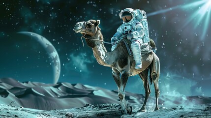 Astronaut riding camel