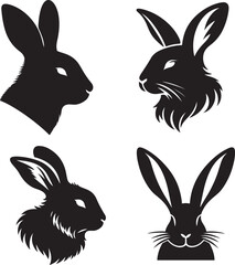 Vector rabbit silhouettes on white background