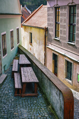 Cesky Krumlov. Narrow streats in the old town of Cesky Krumlov, Bohemia, Czech Republic 
