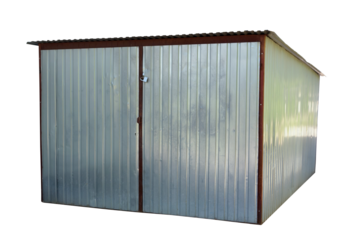Gazebo and garage construction building, made of galvanized sheet metal - on isolated transparent background.