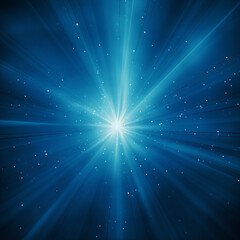 Shinning sunburst light rays in the dark. Blue star burst, explode star burst background image. Blue linear sunburst gradient background 